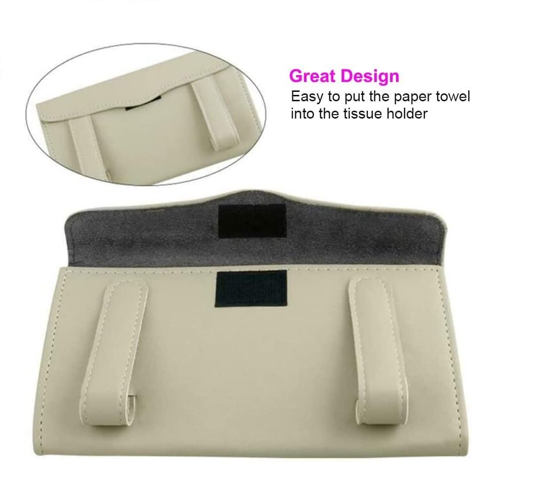 Sun Visor Tissue Holder for Car – Sleek Beige Design