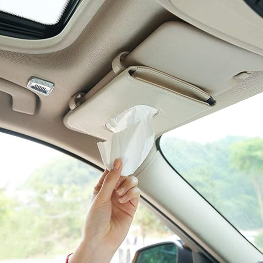 Sun Visor Tissue Holder for Car – Sleek Beige Design